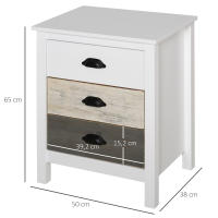 HOMCOM Mesita de Noche Moderna Mesilla de Noche con 3 Cajones Mesa de Noche para Dormitorio Salón 50x38x65 cm Blanco - details 2