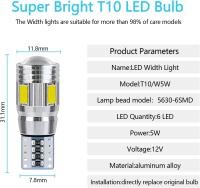 Bomb LED T10 W5W, Luz de techo para Coche, Luz Nocturna LED para interior de coche (4 piezas) - details 0