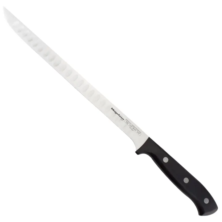 Magefesa Filo - Cuchillo Jamonero 25cm, Acero Inoxidable, Resistente, Estable, Mangos Modernos de Color Negro, Máxima Precisión, Afilado a la Piedra - 1