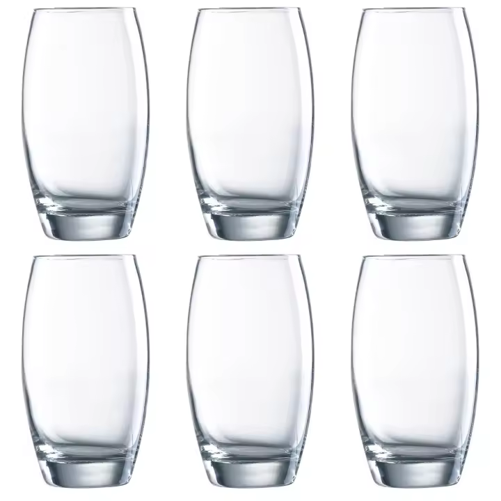 ARCOROC SALTO Caja 6 Vasos Altos Vidrio 50CL Transparente Brillo Fabricado en Francia Reciclable - 1