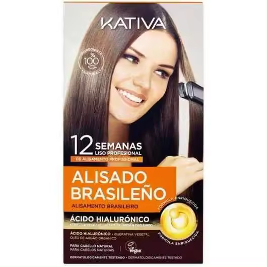 Kit Kativa Alisado Brasileño con Ácido Hialurónico  Duración 12 Semanas  Fórmula Argán y vegana  Alisado profesional en casa - 1