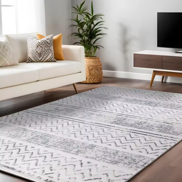 RUGURA - Alfombra Geométrica Moderna - Salón, Habitación, Pasillo, Dormitorio - Estilo Nórdico, Moderno, Contemporáneo, Mediterráneo - Diseño Ligero y Atemporal - Colores Beige y Crema - Material de Alta Calidad Poliéster - 1