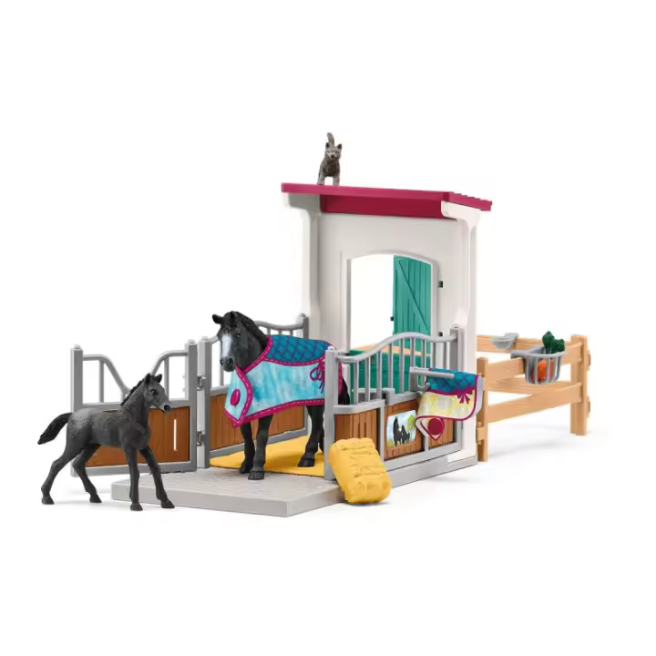 Schleich Box para Caballos Appaloosa con Potro y Accesorios - Mundo HORSE CLUB - 1