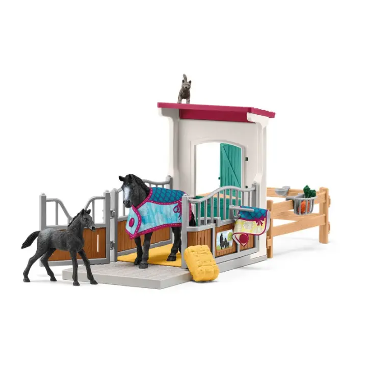 Schleich Box para Caballos Appaloosa con Potro y Accesorios - Mundo HORSE CLUB - 1