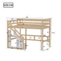 140*200, Escalera with mantimiento, Barandillas Altas, Cuna, Cama Juvenil, Somier de Madera Maciza, Colour Madera - details 8