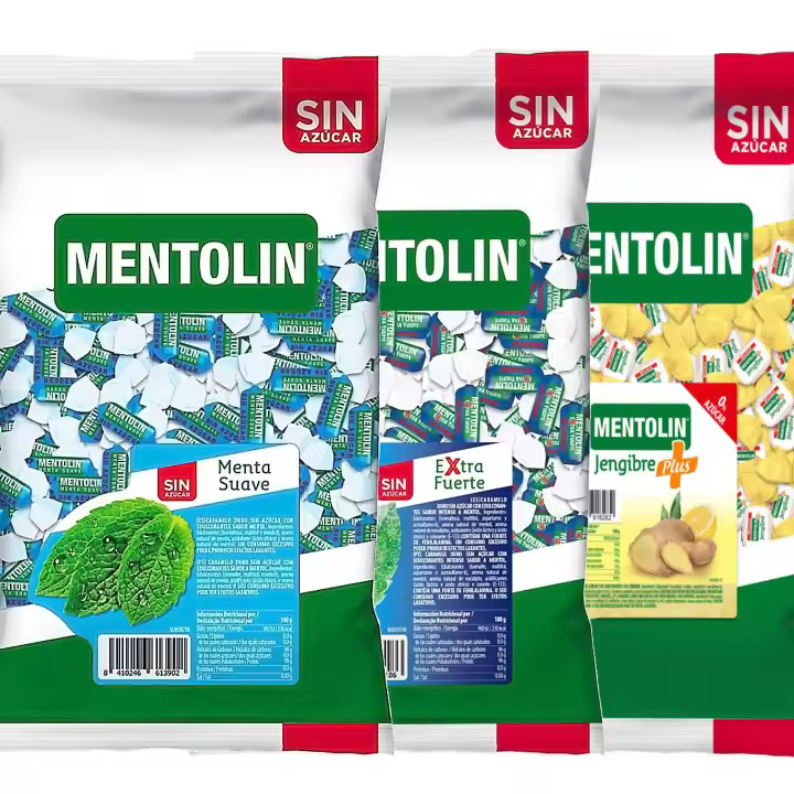 MENTOLIN PACK 3 Kg caramelos sin azúcar garganta Menta Suave & Extra Fuerte & Plus Jengibre - 1