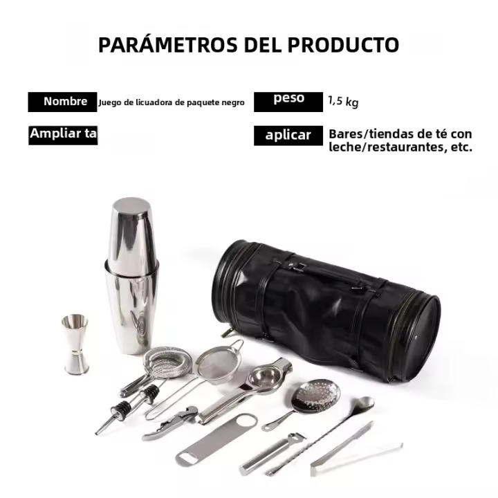 Kit Profesional De Bartender En Bolsa Portátil Con Herramientas De Cócteles Y Vino De Acero Inoxidable Resistente Y Duradero - 1