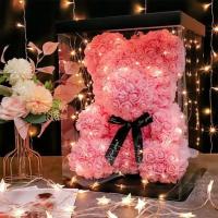 Muñeco De Oso Con Rosa Artificial Eterna Para Día De San Valentín Regalos De Cumpleaños Aniversario Decoración De Miniaturas Para Novia - details 4
