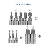 Podofo Juego profesional de 10 llaves de vaso de 12 puntas M4-M18 1/4"  3/8"  1/2" Kit de herramientas de reparación con estuche - details 2