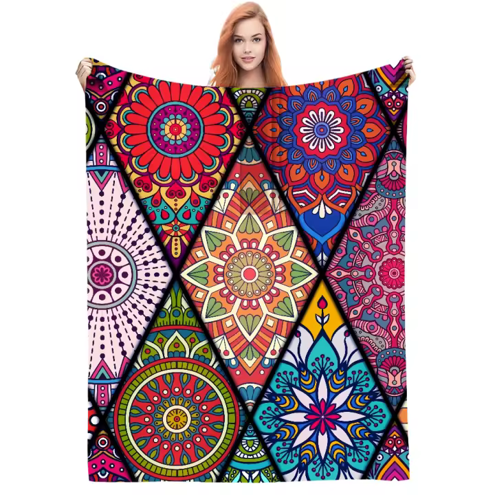 Manta De Plush Suave Y Cálida De Cuatro Estaciones Estilo Mandala Para Sofa Sala De Estar Dormitorio Oficina Viaje Regalo - 1