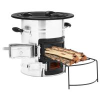 vidaXL Cocina de Leña para Camping Acero 50x33,5x30,5 cm Estufa Barbacoa Color Plateado,  Negro, y mas - details 1