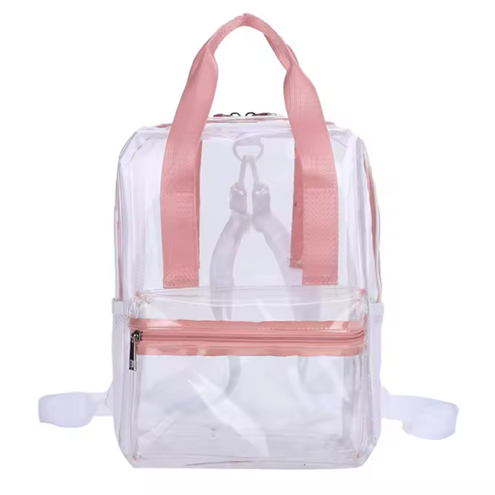 Mochila Transparente Para Mujer Impermeable De Gran Capacidad Casual Con Manijas Y Hombros Doble Bolsa De Mano De PVC Fashion Outdoor - 1