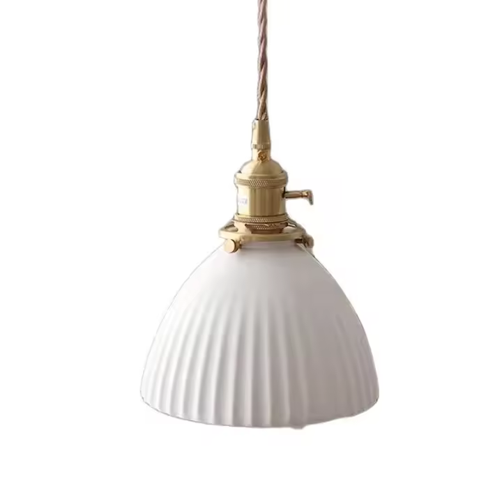 Lámpara Colgante De Cerámica Scandinava Con Interruptor E27 Minimalista Nórdico LED Ajustable Cable De 150cm Para Sala De Estar Estudio Dormitorio Hotel - 1