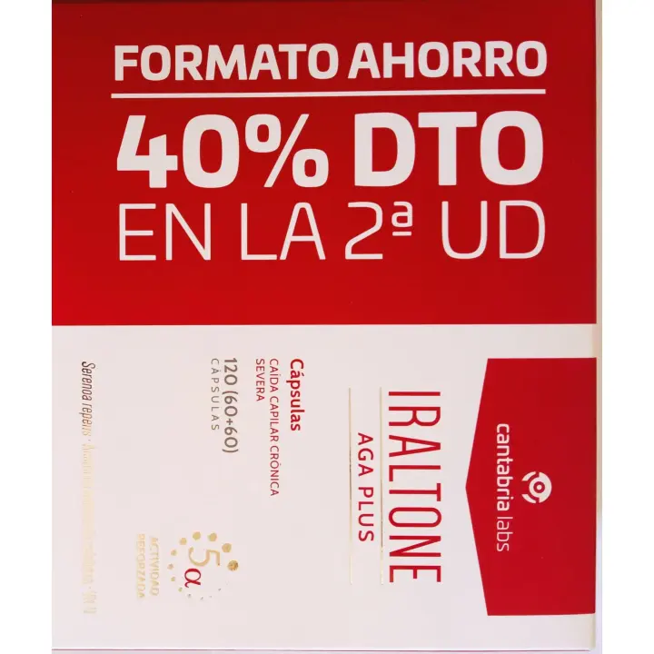 Pack Iraltone AGA plus  (60+60) 120 capsulas. Caida Capilar Crónica Severa - 1