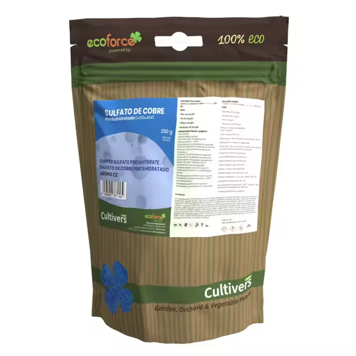 CULTIVERS Sulfato de Cobre cúprico CuSO. Polvo Mojable. Multiples usos: Limpieza de Piscinas y para el Jardín 250-g - 1