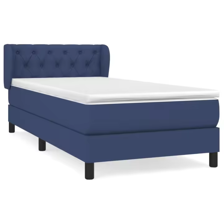 vidaXL Cama box spring con colchón tela azul 80x200 cm - 1