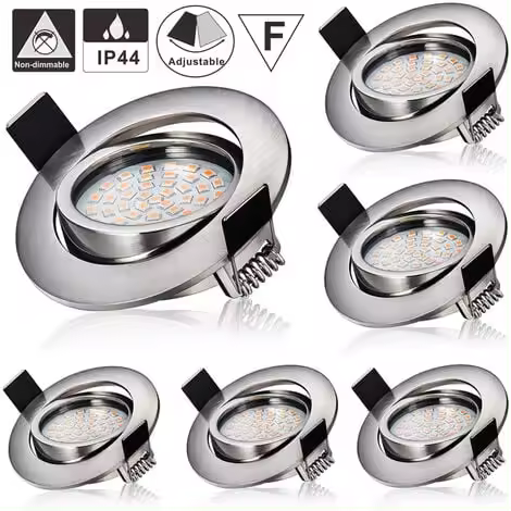 Foco empotrable LED 6X 5W Completo 3000K Blanco cálido Equivalente a bombilla halógena de 45W 230V Foco de techo fijo Taladro 55mm [Clase energética E] - 1
