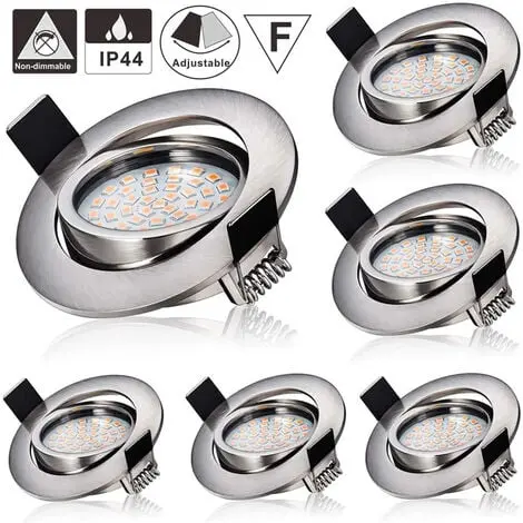 Foco empotrable LED 6X 5W Completo 3000K Blanco cálido Equivalente a bombilla halógena de 45W 230V Foco de techo fijo Taladro 55mm [Clase energética E] - 1
