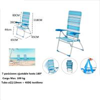 Silla Alta plegable de playa con Cojin estructura de aluminio y tejido Textileno, transpirable y fresco, 7 posiciones 65 x 65 x 118 cm - Maxia Market - details 5