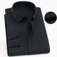 Camisa Clásica Para Hombre De Manga Larga En Blanco Negro Azul Rojo Estilo Vintage Casual Negocios Primavera Otoño - details 17