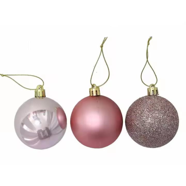 Gerimport Pack 36 Bolas Navidad Rosa Motley 6 Cm Adornos Navideños - 1