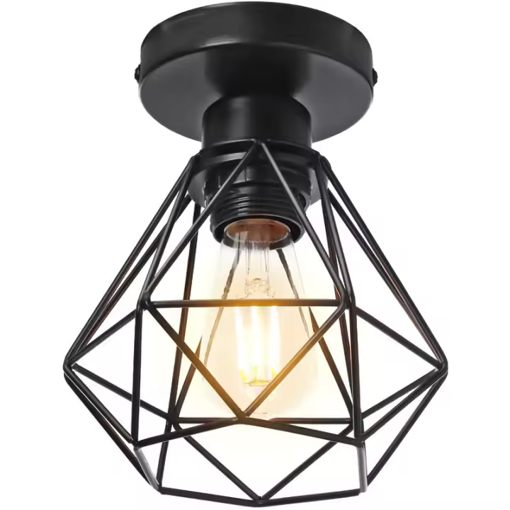 Industrial Metal Ceiling Light, Black Pendant Light Fixture - 1