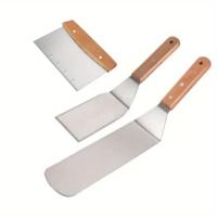 Set Profesional De 3 Piezas De Cuchara De Metal Para Sartén De Hierro Fundido Y Barbacoa Herramientas Pesadas Para Limpieza De Sartén Y BBQ - details 0