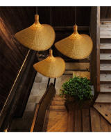 Lámpara Colgante De Bambú Pendentivo Luz De Techo Rattan Wicker Tejido a Mano Enredado Para Hogar Comedor Estilo Sudeste Asiático - details 19