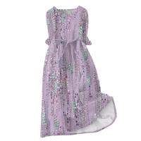 Vestido Bohemio De Verano Para Mujer Estampado Floral Casual Manga Corta Botones Estilo Playa Midi Elegante Robe O-Neck - details 4