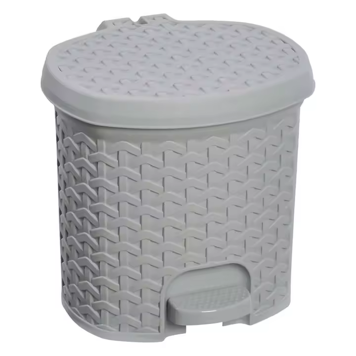 Keeeper Cubo de Basura Rattán Gris Nórdico 3L - Fácil Apertura con Pedal - 1