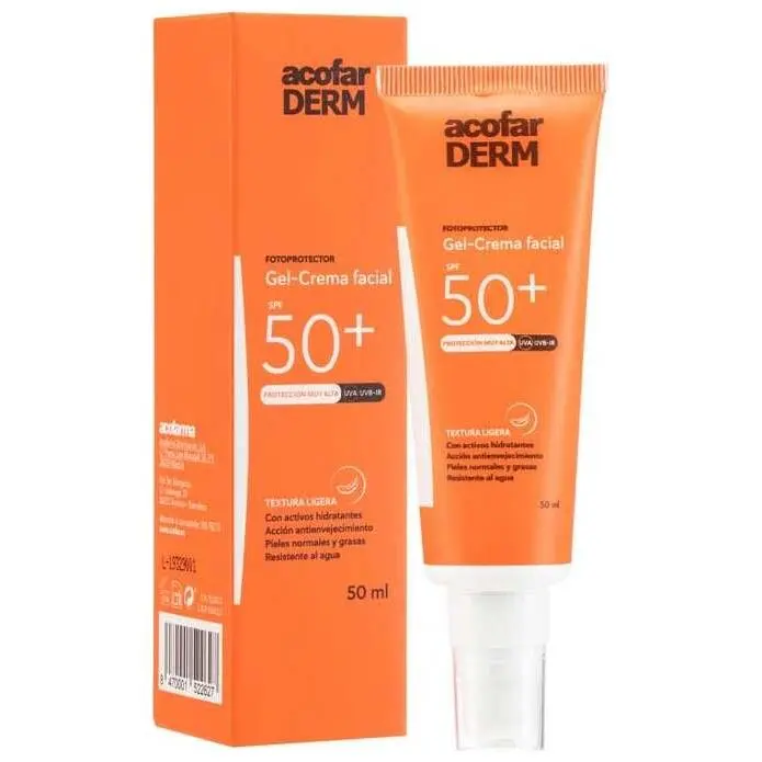 Gel-Crema Facial Acofarderm +50 Protector Solar Aftersun 50Ml - 1