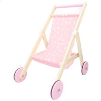 WOOMAX - Carrito bebé juguetes, cochecito muñecas 36 cm, fabricado de madera, color rosa con margaritas, medidas 33x51x44 cm, juguete niña 2 años, sillas de paseo, portabebés muñeca, sillita, +24 meses - details 0