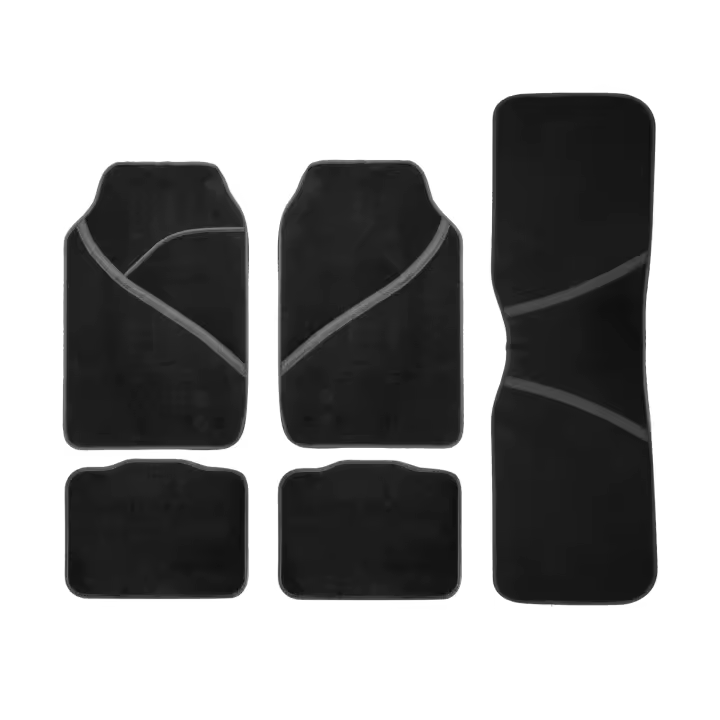 Juego de 5 Alfombras Para Coche, Alfombra de Moqueta para Vehículo,Alfombrilla Universales Antideslizante, 2 Delanteras 3 traseras - 1