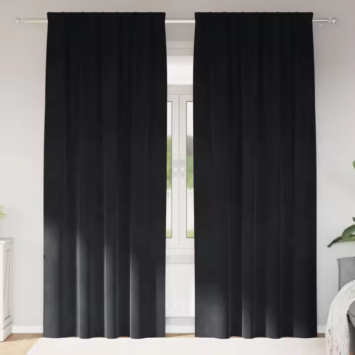 Cortinas blackout vidaXL con cinta superior 2 pcs de terciopelo negro - 1