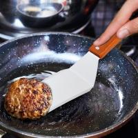 Herramienta De BBQ Espátula De Acero Inoxidable Con Mango De Madera Cabeza Cuadrada Para Cocinar Carne Y Panqueques Resistentes Al Calor Y Fáciles De Limpiar - details 4