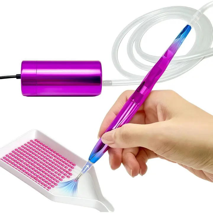 Bolígrafo para pintar con diamantes, kits para adultos, bolígrafos para pintar con diamantes al vacío, accesorios para pintar con diamantes (morado) - 1