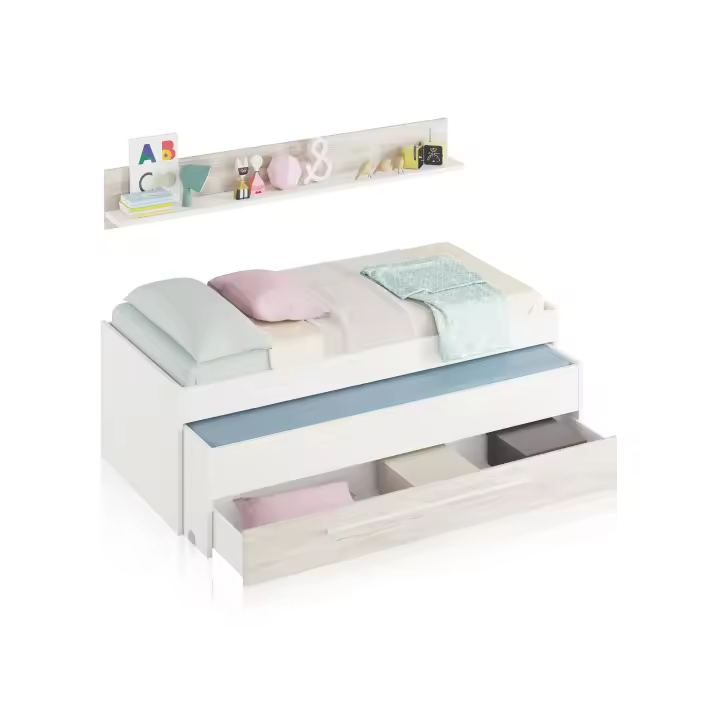 Habitdesign -Cama doble juvenil con estante Elliot - 1