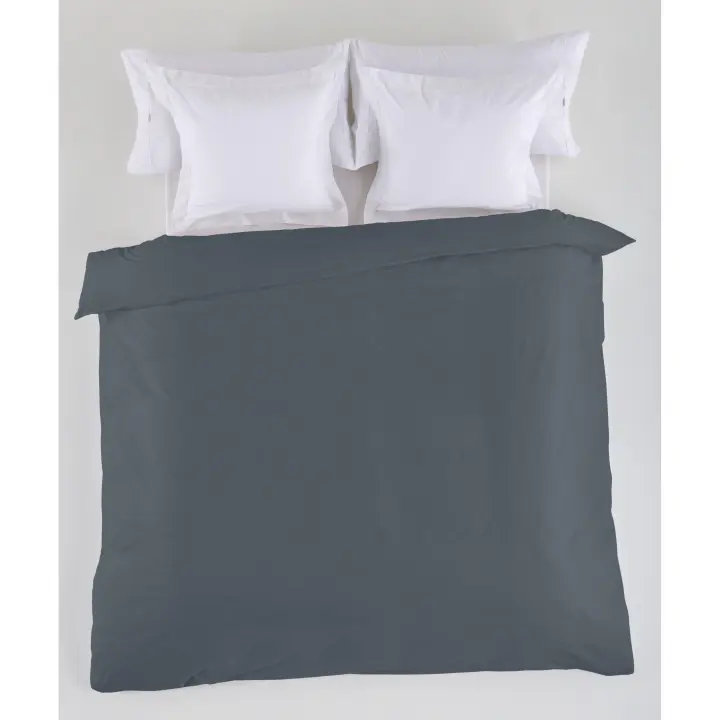 FUNDA NORDICA lisa color gris - Cama de 135/140 (1 pieza) - 50% algodón / 50% poliéster - 144 hilos. Gramage: 115 - Fijalo - 1