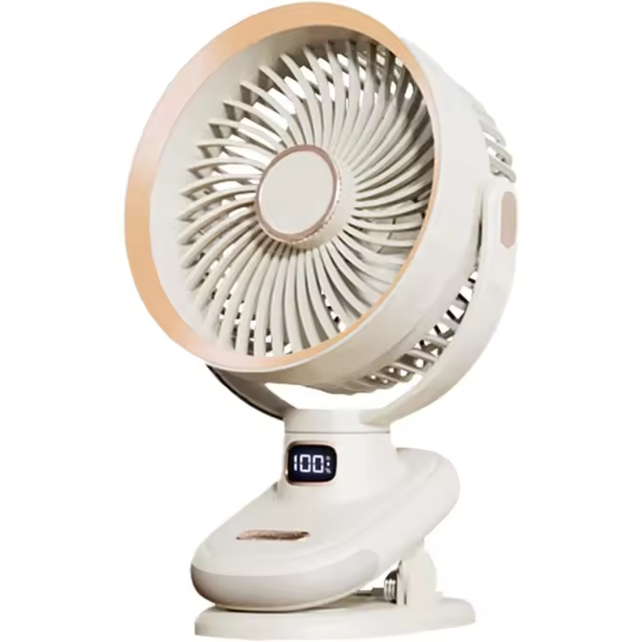 Ventilador de Mesa ostilante, Pequeño ventilador USB con catería, ventilador de esritorio Super Silencioso de 6,5 'with 5 velocidadesy temporizador de 8 H, ideal para casa, oficina, campamentos, Viajes (Blanco) - 1