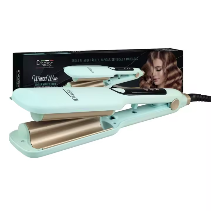 Italian Design - Planchas para el Pelo Wonder Wave - Ondas Surferas Sin Daño - Tecnología HAIRCARE - Placas de Aluminio 6 cm - Rango de Temperatura 130º-210º - Calentamiento Rápido - 50% Menos Consumo - Cable Giratorio 360º 200 cm - 1