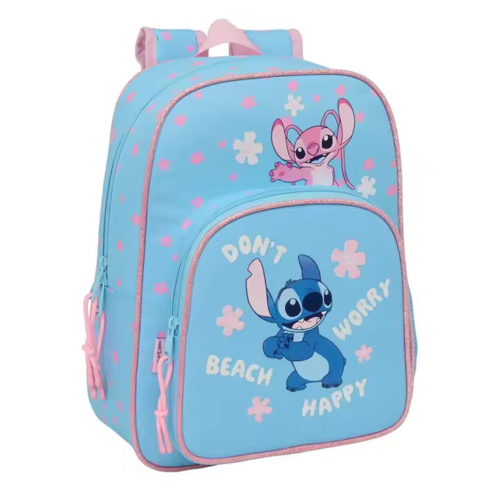 Mochila Infantil Adaptable a Carro Stitch "Happy" 26x34x11 Cm (Safta 612588185) - 1