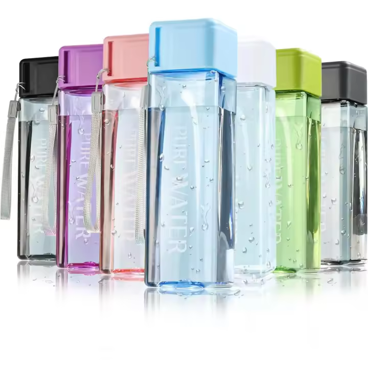 Botella de Agua Deportiva de 500 ml, botella de Agua cuadrada portátil, botella de Bebida Segura a prueba de fugas para Deporte, senderismo, Gimnasio, Actividades al Aire Libre, ciclismo, escuela y Oficin - 1