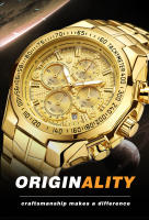 Reloj De Pulsera De Lujo Para Hombre WWOOR 2024 Marca Top Cronógrafo Dorado Grande Reloj De Pulsera De Acero Inoxidable Resistente Al Agua Y Al Choque Con Manos Luminosas Y Marcadores Arábigos - details 0