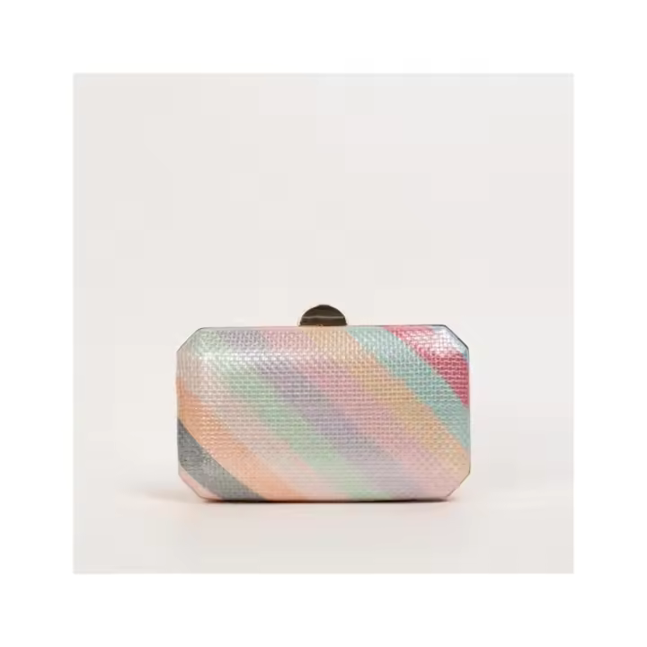 Bolso de mano rígido para fiesta boda bautizo eventos a rayas multicolor - 1