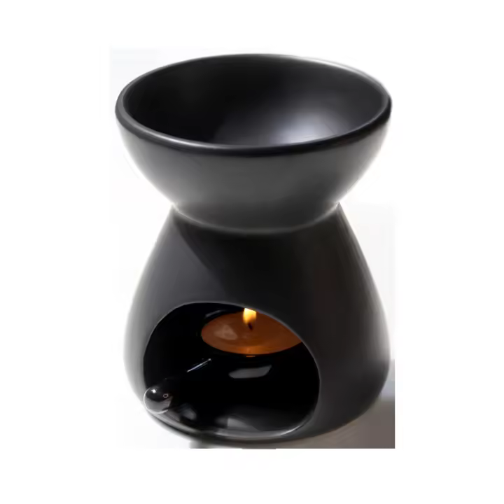 Quemador de aceite esencial, quemador de cera, juego de 1, quemador de aromaterapia, difusor de aceite de cerámica, vela, portavelas, decoración del dormitorio del hogar, regalo de inauguración de la casa, cuchara negra - 1