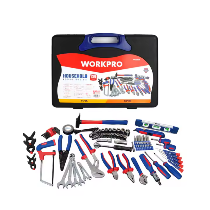 WORKPRO Set de Herramientas para Hogar, 139 Piezas, con Maletín. Para el Manitas de la Casa - 1