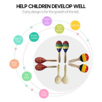 Paquete De 1 Pares De Maracas De Madera Con Golpes De Arena Instrumento De Percusión Rumba Shakers Juguete Musical Para Niños Juegos - details 4