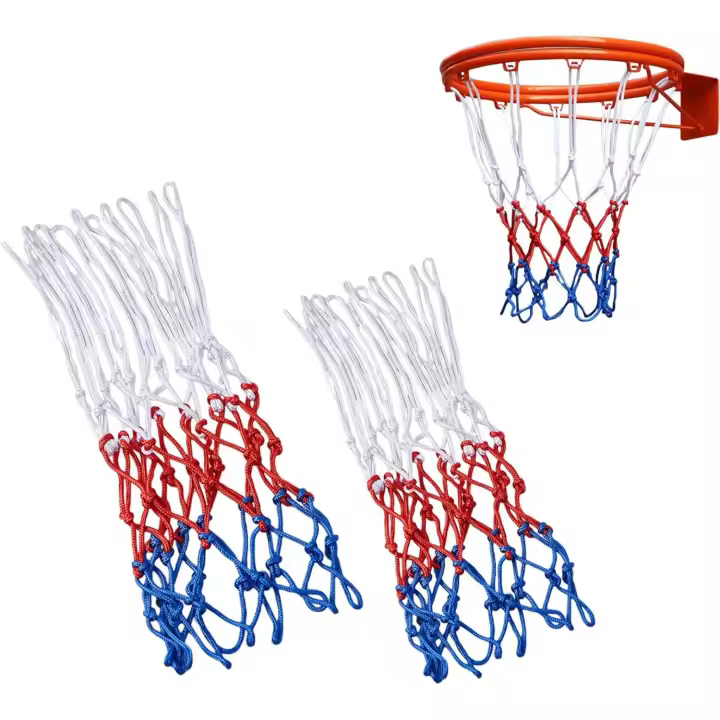 2 piezas de red de baloncesto resistente, redes de aro de repuesto para deportes en interiores y exteriores, redes tejidas tricolores - 1
