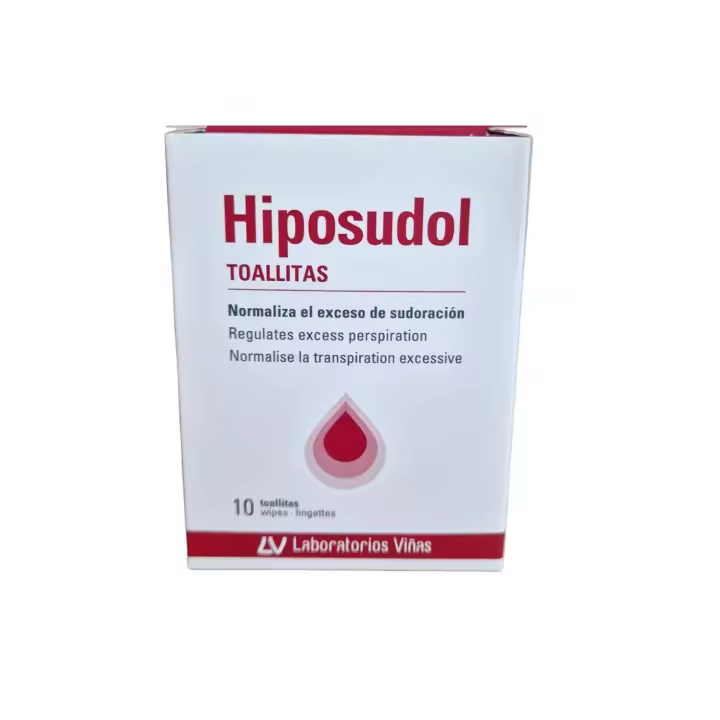 Hiposudol Toallitas,10  toallitas, Regulación de la transpiración excesiva de axilas, manos y pies - 1