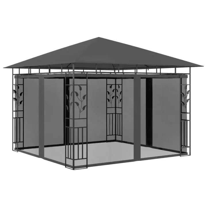 vidaXL Cenador con Mosquitera y Tira de Luces 3x3x2,73m 180 g/m² Parasol Color Crema,  Antracita, y mas - 1